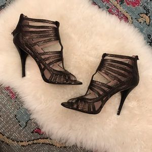 Tracy Reese Bronze Metallic Strappy Heels, 40 9.5